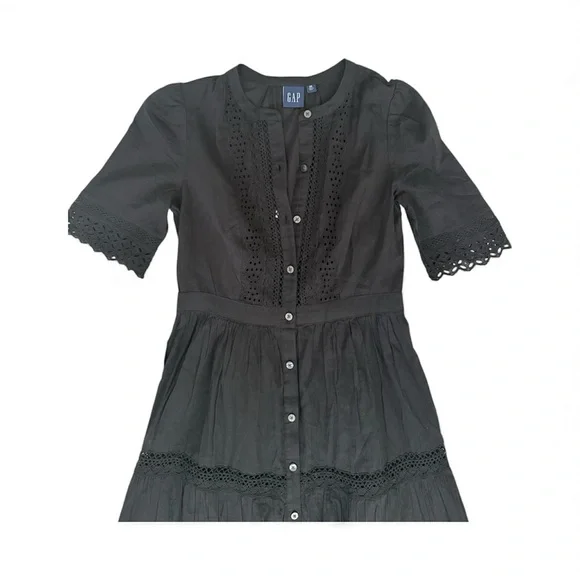 GAP Black Button-Down Midi Dress - Picture 3 of 7